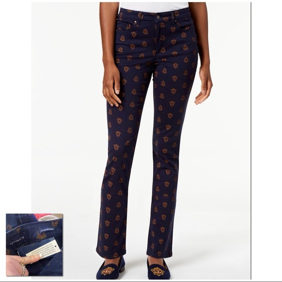 CHARTER CLUB NWT Navy Lexington Straight Print Jeans